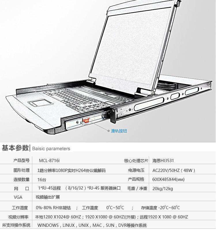 MCL-8716I麥森特17英寸16口IP遠程kvm切換器產(chǎn)品參數(shù)和產(chǎn)品圖